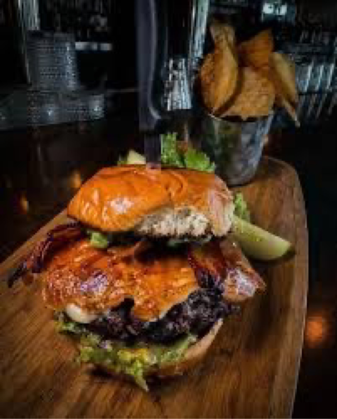 Moody burger photograph, illustrative concept image